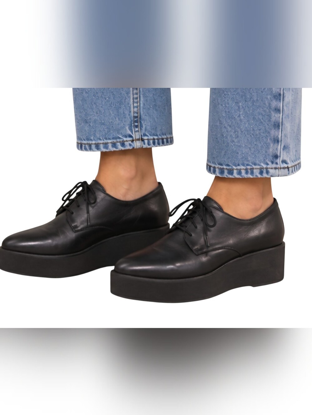 Jonak Paris Black Leather Platform Lace Up Derby Oxford Shoes 37/US 6.5 / 7 NWOT